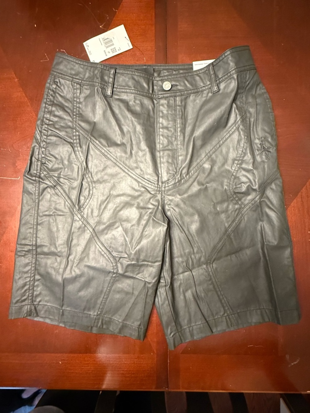 Jordan Men's Black Faux-Leather Flat Front Shorts